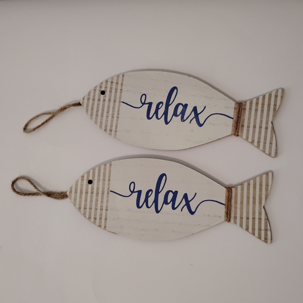 Wooden Fish Wall Decor with Relax Sign